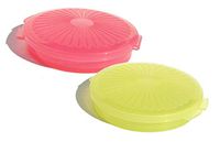 Tupperware Mini Clamshell Pill Keeper Round Pocket Containers Set of 2 Pink and Green