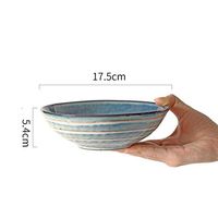 AXZHYX Bowl Creative Irregular Ceramic Salad Bowl 6.8 Inch Soup Bowl Household Fruit Dessert Bowl Retro Striped Cutlery Hotel Tableware Home Noodles Boiled Fish Soup Bowl