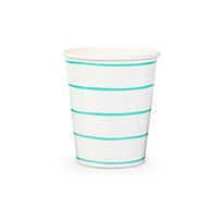 Daydream Society Frenchie Striped Paper Party Cups, Pack of 8, Aqua