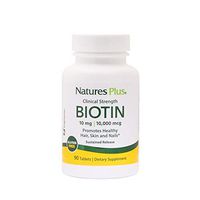 NaturesPlus Clinical Strength Biotin, Sustained Release - 10 mg, 90 Vegan Tablets - High Potency Vitamin B7, Supports Skin, Nail & Hair Growth, Energy Booster - Vegetarian, Gluten-Free - 90 Servings