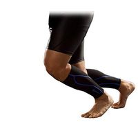 Phiten X30 Titanium Compression Calf Sleeves - Pair, Black/Blue, Large