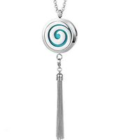 Garden Charms 30mm Perfume Aromatherapy Linkable Locket Diffuser Pendant Tassel Necklace Jewelry Stainless Steel with 50cm Chain (Cloud2)