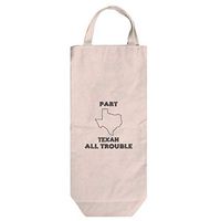 Part Texan All Trouble Texas Cotton Canvas Wine Bag Tote With Handles Wine Bag