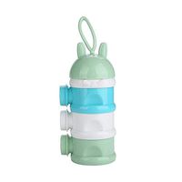 Baby Milk Powder Dispenser, Portable 3 Layers Non Spill Stackable Formula Dispenser Snack Container Fruit Snack Storage Container with Handle & 1 Funnel Lids for Infant Baby(Green)