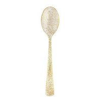 Chic Lovery4289, 100pc Golden Glittered Disposable Plastic Spoon BBQ Outdoor Night Party Wedding Tableware Cutlery Birthday Picnic Camping Hike Healthy Home Pub Park Garden Catering Salad Cake Dessert