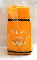 Halloween Jack O' Lantern Pumpkin Face Cello Cellophane Party Favor Treat Bags - Pack of 25 (Medium)
