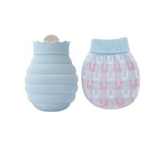 OBRlygeuaw Explosion Proof Tasteless Hot Water Bottle,Silicone high Density Water Injection Style for Pain Relief hot Compress and Heat Therapy-Blue 10x13.5cm(4x5inch)