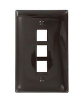 Leviton 41091-3BN QuickPort Midsize Wallplate, Single Gang, 3-Port, Brown