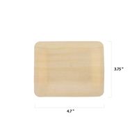 BambooMN Brand - 4.7" x 3.75" x 0.5" Disposable Wood Rectangle Plates/Dishes - 1,000 Pieces