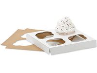 Cupcake Holder Inserts - Cupcake Holder 6-15/16x6-15/16x7/8" Holds 4 - White/Kraft Rev Insert - (2 Packs; 100 Per Pack) - Wraps-CCHR4