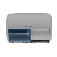 Compact 2-Roll Side-by-Side Coreless High-Capacity Toilet Paper Dispenser by GP PRO (Georgia-Pacific), Gray, 56783A, 10.120” W x 6.750” D x 7.120” H