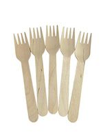 KingSeal FSC Certified Disposable Wood Cutlery Forks, Biodegradable and Earth Friendly, 6 Inch Length - 1 Pack of 100 pcs