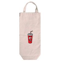 Soda Cup Smiling Cotton Canvas Wine Bag Tote With Handles Wine Bag Natural