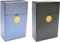 2 Plastic Metalic Push Open Cigarette Cases, King Size, 1 Blue 1 Black, 3116PBB