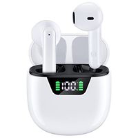 Wireless Earbuds Bluetooth Headphones 48Hrs Battery Life with Wireless Charging Case, IPX7 Waterproof TWS Semi-in-Ear Earphones Clear Call Power Display Built-in Mic Stereo Headset for iPhone/Android