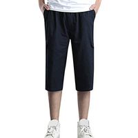 STORTO Mens Solid Casual Shorts Pockets Workout Fit Gym Quick Dry Fashion Beach Sports Shorts Navy