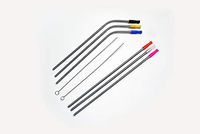 FreshProductz 6 + 2 Pack Stainless Steel Skinny Straws & Cleaning Brushes - Reusable, Extra Long & Skinny, Bright & Colourful Removable Silicone Tips for 30 20 Oz Tumbler/Yeti/Starbucks/Mason Jar