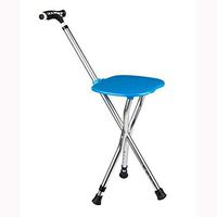 RES&DZ Crutch with LED Light, Folding Seat Aluminum Alloy Walking Sticks with 3 Leg Base Adjustable Height,Seat Cane (Walking Stick & Chair Seat)