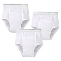 Care Apparel Men's Incontinence Briefs, 3 Briefs Reusable Washable, White - Large