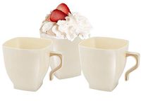 Disposable Coffee Cups - 192 Pcs Plastic Tea Cups - 8 oz Hard Plastic Ivory Coffee Mugs - Reusable Drinking Tumblers - Bulk Tea Party Glass Set for Wedding, Christmas, Birthday Parties & All Occasions