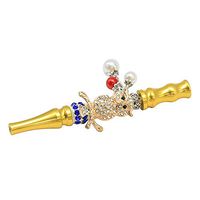 Diamond-Embedded Hookah Tips Shisha Nargila Hose Mouth Tips,Cigarette Holder, Luxury Middle Eastern Style Hookah Mouth Tips，Cigarette Holder (owl)