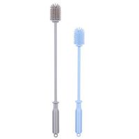 GLUBEE Water Bottle Brush | Grey & Blue | Bottle Cleaner for Sports Bottle, Silicone Bottle Brush, Baby Bottles, Containers, Thermos, Vase and other Cleanliness | Pack of 2
