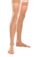 Therafirm Open-Toe Thigh High Stockings - 30-40mmHg Firm Compression Support Nylons (Sand, XL)