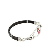 N-Style ID PRE-Engraved Lymphedema Alert, No Needles/BP, Left Arm Medical Bracelet Triple Skyway - Red 8.75