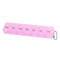 uxcell Weekly 7 Day Pill Box Tablet Organizer Dispenser Case Clear Pink