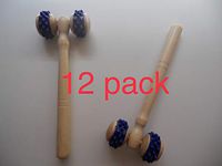 2-pack Two Wheels Wooden Roller Cellulite Circulation Body Massager Tool for back, spine, arm and legs
