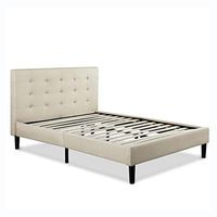Platform Bed, King Size Taupe Beige Upholstered Platform Bed Frame with Headboard