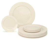 " OCCASIONS" 120 Plates Pack Heavyweight Premium Disposable Plastic Plates Set Bundle (60 x 10.5'' Dinner + 60 x 6'' Cake plates) (Plain Ivory)