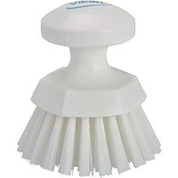 Vikan 38855 Hand-Held Scrub Brush, Polypropylene, Polyester Bristle, 5", White