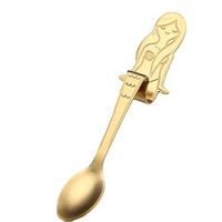 Edtoy 1pcs Mermaid-shaped Stainless Steel Bending Mixing Spoon, Tea Spoon, Coffee Spoon, Ice Cream Spoon, Cocktail Stirring Spoons, Golden