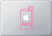 Apple Juice Box Graphic - Macbook or Laptop Vinyl Sticker Decal (3.5in width x 5.75in height) (Pink)