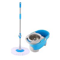 MOP Spinning and Bucket Cleaning Set Dry and Wet Dual Use with Drawer Adjustable Hangable Blue Head2
