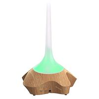 Athomestore Wood Grain Essential Oil Diffuser, 220ml Sound Responsive Aroma Diffuser Ultrasonic Cool Mist Air Humidifier, LED Color Changing, Waterless Auto Off Function