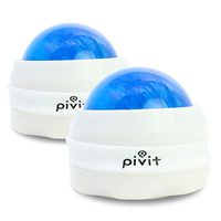 Pivit Manual Massage Roller Ball | Self Full Body Handheld Mini Back Massager for Athletes and Sore Muscle Pain Relief Recovery | Relaxing Essential Oils or Lotion Therapy for Arms Legs (Blue, 2-Pack)