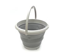 SAMMART Set of 2-10L (2.6 Gallon) Collapsible Plastic Bucket - Foldable Round Tub - Portable Fishing Water Pail - Space Saving Outdoor Waterpot, Size 33cm Dia (2, Grey)