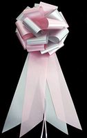 Rose Petal Pink and Silver Pull Bows - 9" Wide, Set of 6, Valentine's Day, Easter, Wedding Pew Bows, Reception, Birthday, Mother's Day, Fundraiser, School Dance, Wedding, Christmas, Mother's Day