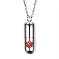 USUSAI Titanium Mini Pill Fob,Silver Pills Design Waterproof Keychain Pill Holder, Charm Pendant Pill,Chain 22inch,PN-685 (Silver)