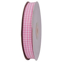 ATRibbons 50 Yards 5/8 Inch Wide Checked Ribbon Polyester Gingham Ribbon for Gift Wrapping,Hair Bows and Craft (Pink)