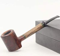 Glossy Old-Fashioned Tobacco Pipe, Straight Solid Wood Handmade, Men's Smoking Pipe