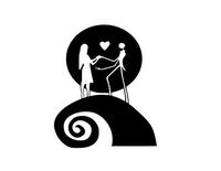 CCI Nightmare Before Christmas Sally and Jack on Hill Decal Vinyl Sticker|Cars Trucks Vans Walls Laptop| Black |5.5 x 4.5 in|CCI511