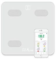 Bluetooth Smart Body Fat Scale- Fit2Live Digital Bathroom Weight Scale, Body Composition Analyzer, USB Rechargeable, with iOS and Android App for Body Weight, Fat, Water, BMI, BMR, Muscle Mass (White)