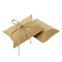 BESTOYARD Candy Boxes Craft Paper Pillow Candy Boxes for Candy Treat Gift Party Favor (with Hemp Rope) 50pcs