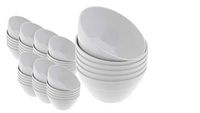 Handi-Ware Bulk Multi-Pack Melamine Blend 6" Wave Rim Round Bowls - Break-Resistant - Indoor/Outdoor Party Bowls - Large Gatherings - by Unity (48, White)