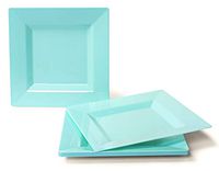" OCCASIONS" 10 PACK 10.75'' Extra Large Dinner Plate, Wedding Disposable Heavyweight Plastic Square Plates (Square in Tiffany Green)