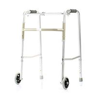 Walkers Handrail Walker Aluminum Alloy Four-legged Walking Stick with Front Wheel Telescopic Folding Portable Elderly Disabled Walking Support Four-legged Crutches Rehabilitation