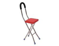 ZWH-Walking Cane Old Man Crutch Stool Older Folding Walker with Four- Legged Foot Stick Red (Color : B)